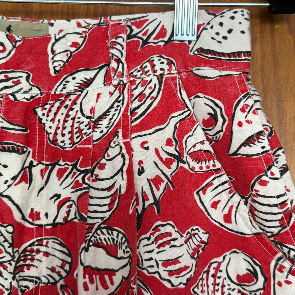 Vintage Royal Robbins Red White Seashell High Waist Pleated Cotton Shorts Sz 6 - Picture 5 of 14